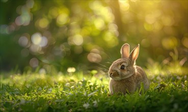 A bunny enjoying a sunny patch of grass AI generated