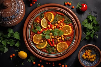 Moroccan Chickpea Tagine with Citrus and Herbs, AI generated