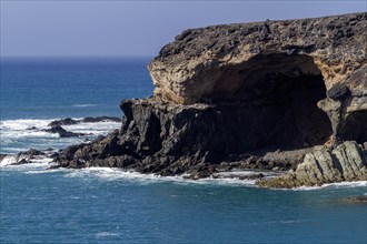 The caves and grottos of Ajuy, Caleta negra, Black Bay, Fuerteventura, Canary Island, Spain, Europe