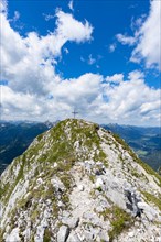 Panorama from the Saeuling, 2047m, on Reutte in Tyrol, Austria, and Fuessen, Ostallgaeu, Bavaria,