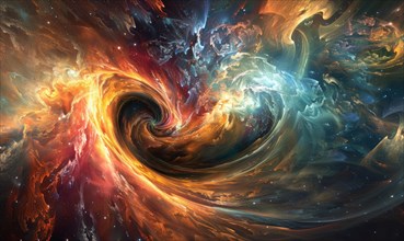 Fiery abstract swirl evoking the dynamic energy of a cosmic event AI generated