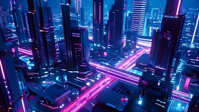 3d render background city landscape, AI generated