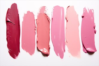 Pink lipstick color swatches on white background. KI generiert, generiert, AI generated