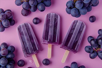 Healthy ice popsicles with fresh grapes. KI generiert, generiert, AI generated