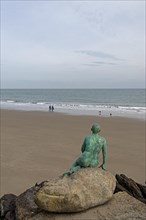 Statue The Folkestone Mermaid, Strand, Folkestone, Kent, Great Britain