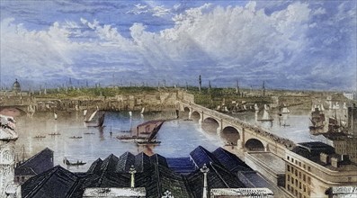 London from the Tower of Saint Saviours, England, Historical, digitally restored reproduction from