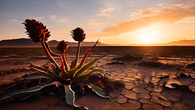 Welwitschia plant ancient survivor of namib desert, AI generated