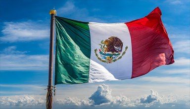 Flag, the national flag of Mexico flutters in the wind