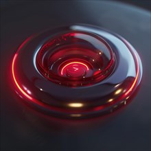 A modern, glowing red alarm button with an abstract appearance, AI generated
