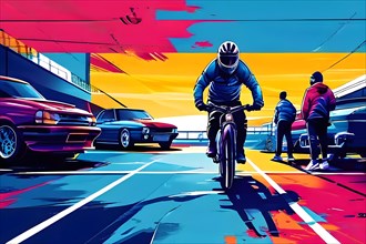 AI generated illustration showcasing sports theme in vibrant accessible color schemes