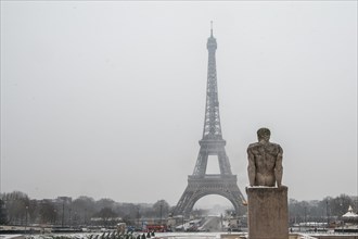 Paris, view, statue, tour eiffel, france