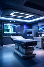 Modern hospital interior of a miri room with an advanced scanner machine, AI generated, modern,