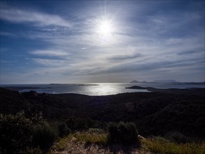 Glittering sea against the light, near Olbia, Sardinia, Italy, Europe