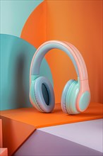 Colorful wireless headphones. KI generiert, generiert, AI generated