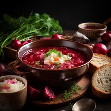 Homemade Borscht with Fresh Ingredients, AI generated