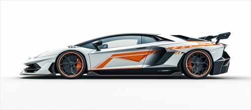 Sleek Modern Supercar with Orange Accents, AI generated