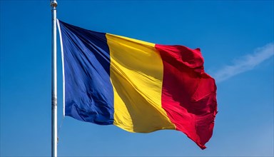 Flags, the national flag of Romania, fluttering in the wind