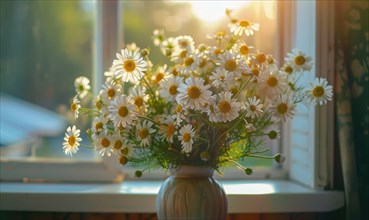Chamomile bouquet in a vase AI generated