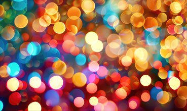 Colorful bokeh lights creating a festive atmosphere, abstract background AI generated