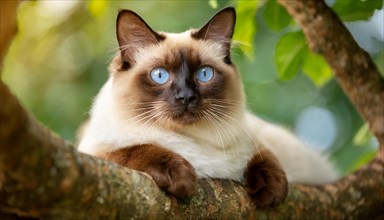AI generated, animal, animals, mammal, mammals, cat, felidae (Felis catus), a cat resting on a tree