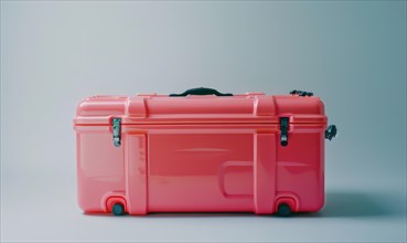 Vibrant pink modern carry-on suitcase with a hard shell design AI generated