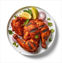 Grilled Tandoori Chicken with Fresh Garnishes, AI generated