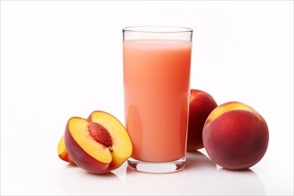 Fresh nectarine fruit juice on white background. KI generiert, generiert, AI generated