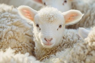 Close up of young lamb. KI generiert, generiert, AI generated