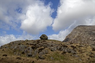 Rocks, Snowdonia National Park near Pont Pen-y-benglog, Bethesda, Bangor, Wales, Great Britain