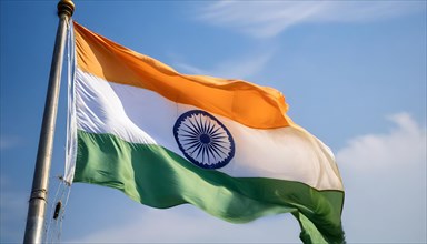 Flag, the national flag of India fluttering in the wind