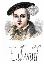 King Edward VI of England 1537 to 1553. portrait and autograph, historical, digitally restored