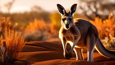 Kangaroo in the australian outback, AI generated
