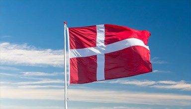 Flag, the national flag of Denmark fluttering in the wind