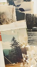 AI generated collage of overlapping faded polaroid photos