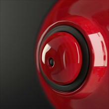 Close-up of a red button with focus on the textured surface, AI generated