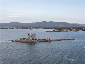 Lighthouse on the Isola della Bocca, Olbia, Province of Olbia-Tempio, Sardinia, Italy, Europe