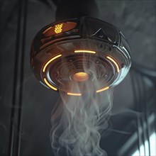 Smoke detector in action, close up, photorealistic Job ID: 02110f57-a629-478d-83d7-d399573ae854, KI