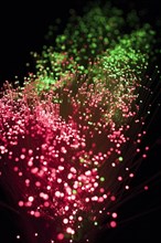Close-up of red and green lighted fibre optic cables, Studio Composition, Quebec, Canada, North