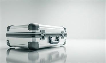 Elegant and stylish aluminum suitcase with secure locks and a sleek design AI generated