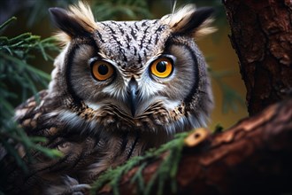 Close up of owl. KI generiert, generiert, AI generated