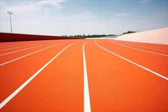 Orange racing track in sports field. KI generiert, generiert, AI generated