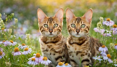 KI generated, animal, animals, mammal, mammals, cat, felidae (Felis catus), two kittens sitting in