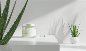 A sleek blank jar mockup filled with aloe vera gel AI generated