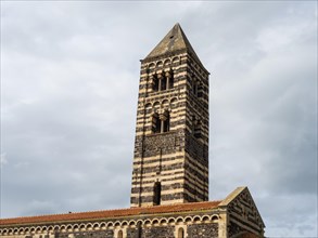 Church tower, abbey church Santissima Trinita di Saccargia of the destroyed Camaldolese monastery,