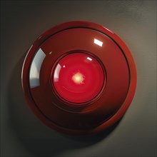 An alarm button on a wall, possibly part of a security system, AI generated