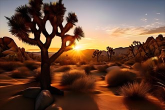 Joshua-tree in the Mojave desert, AI generated