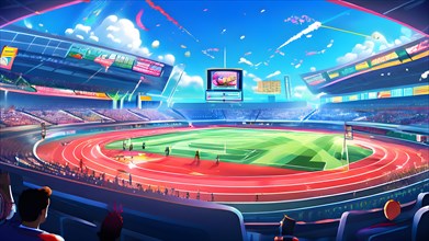 AI generated illustration showcasing team sports theme in vibrant accessible color schemes