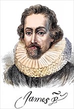 King James I of England 1566 to 1625, King of England, Ireland and, as James VI, of Scotland.