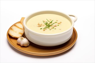 Creamy Garlic Soup with Toast, AI generated