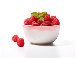 Juicy Raspberries with Fresh Mint Garnish, AI generated